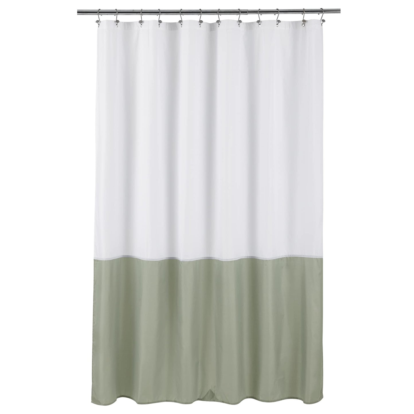 ALYVIA SPRING Waterproof Fabric Shower Curtain Liner - Soft & Light-Weight Cloth Shower Liner, 3 Bottom Magnets, Hotel Quality & Machine Washable - Standard Size 72x72, White and Sage