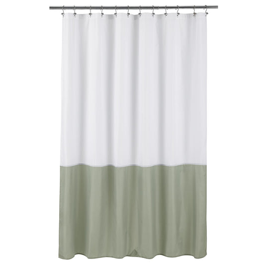 ALYVIA SPRING Waterproof Fabric Shower Curtain Liner - Soft & Light-Weight Cloth Shower Liner, 3 Bottom Magnets, Hotel Quality & Machine Washable - Standard Size 72x72, White and Sage