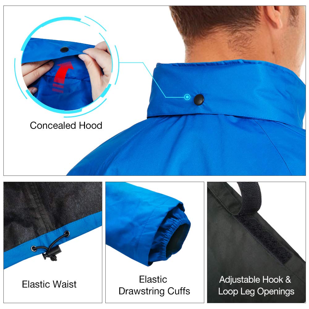 TIDEWE Rain Suit, Waterproof Breathable Lightweight Rainwear (Blue Size S)