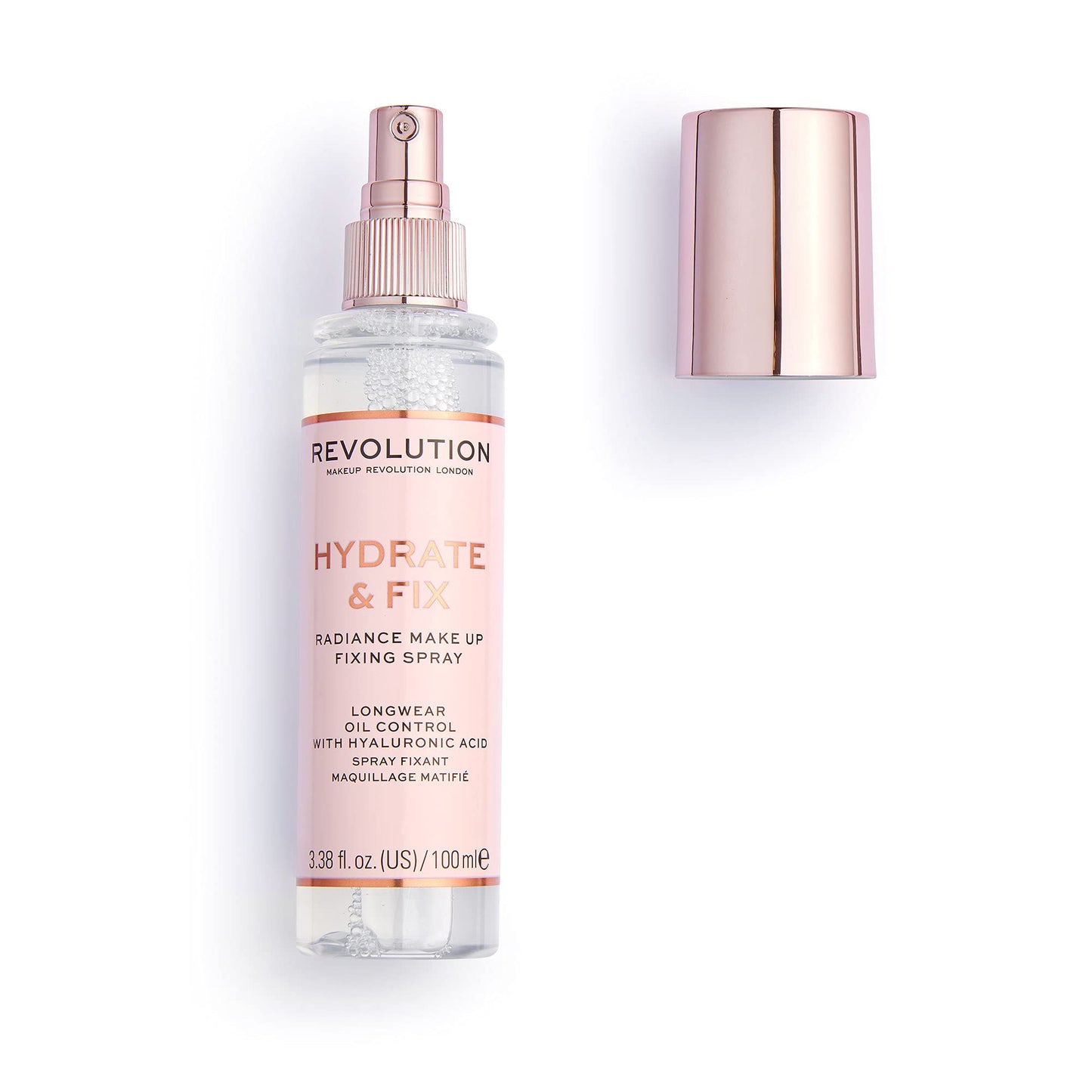 Makeup Revolution Hydrate & Fix Fixing Spray, Infused with Hyaluronic Acid, Matte Finish, Vegan & Cruelty-Free, 3.38 Fl Oz