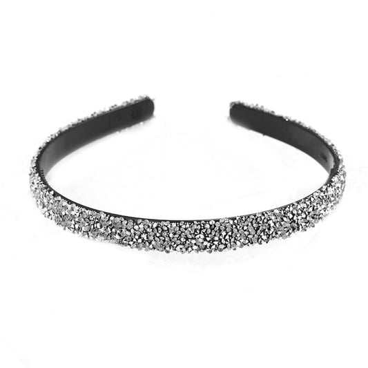 Thin Silver Rhinestone Headband - 1Pcs Bling Sparkly Crystal Diamond Black Headband Wedding Headbands Non Slip Fashion Hair Band Hair Accessories for Women Girls Bride Bridesmaids Wedding Party