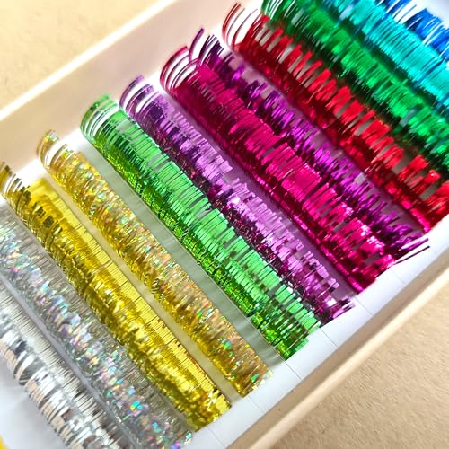 12 Colors Tinsel Lash Extensions 15mm D Curl Holographic