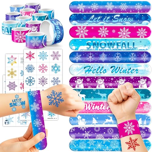 Snowflake Party Set 72pcs - Temporary Tattoos & Slap Bracelets