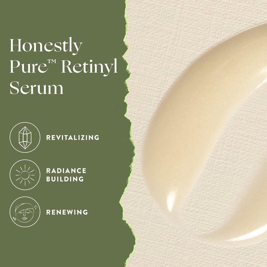 Honest Beauty Honestly Pure Nightly Retinyl Serum | Moisturizes, Exfoliates, Reduces Fine Lines + Wrinkles | Retinyl Linoleate + Hyaluronic Acid | Vegan + Cruelty Free | 1 fl oz