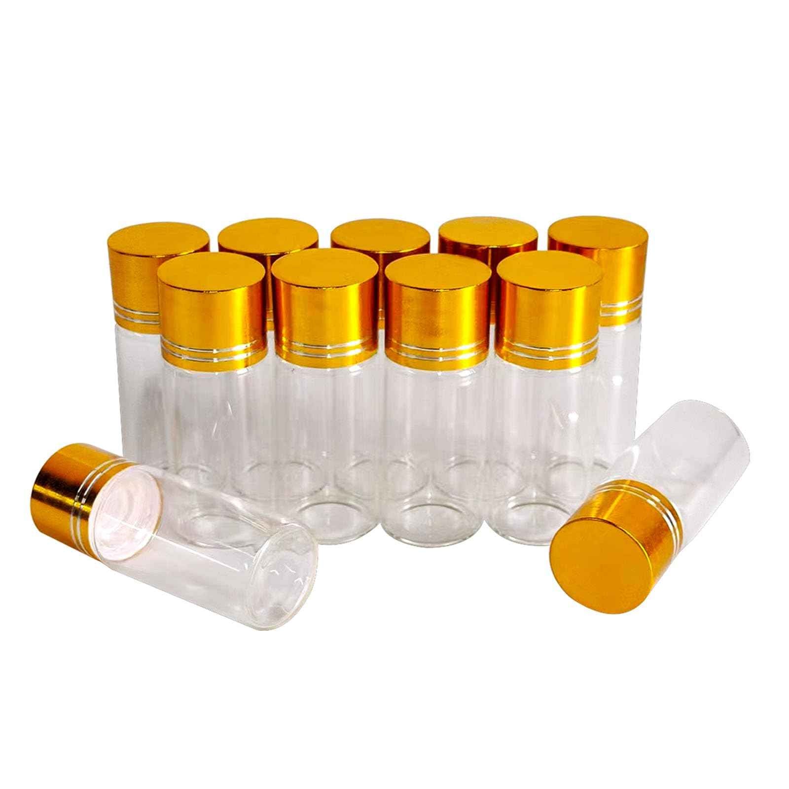 AGENIZ 30 Pack Clear Empty Glass Jars with Screw Aluminum Caps, 5/10/15ml Mini Glass Sample Jar Oil Vials,for Essential Oil Powders Storing,Wedding Favors Decoration, Message Bottle (10ml)