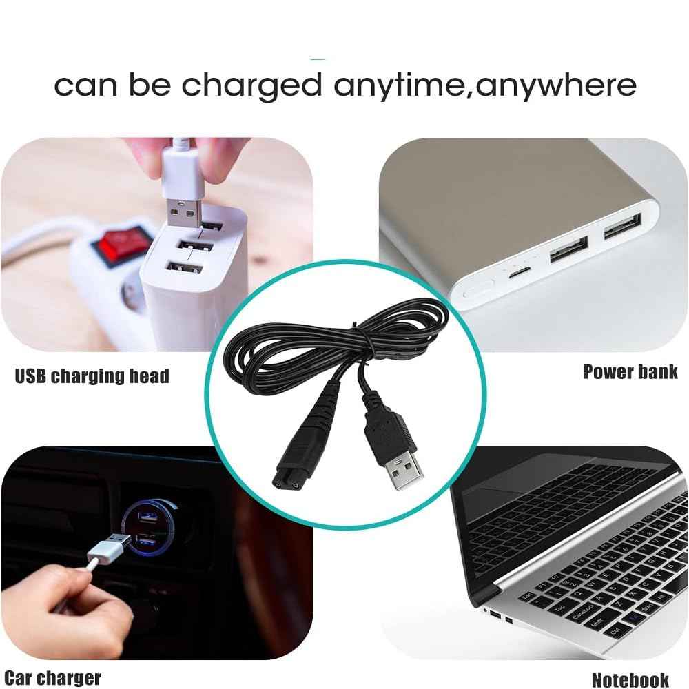 Diertudmy USB Charger Cable Compatible with Hatteker RFC-588 RSCX-7856 RFC-598 RFC-690 RFC-692 RFC-696 RSCX-9598 Charging Cord for Hair Clippers Beard Trimmer