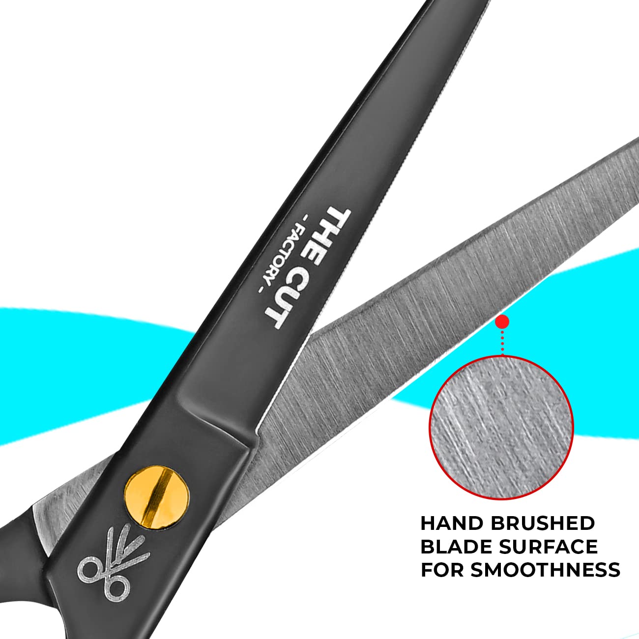 The Cut Factory- Hair Scissors and Barber Scissors Professional- 6.5 Inches Finest Stainless Steel Hair Cutting Scissors with Smooth Serrated Edge Blades -Use for Salon & Personal Use (Black)