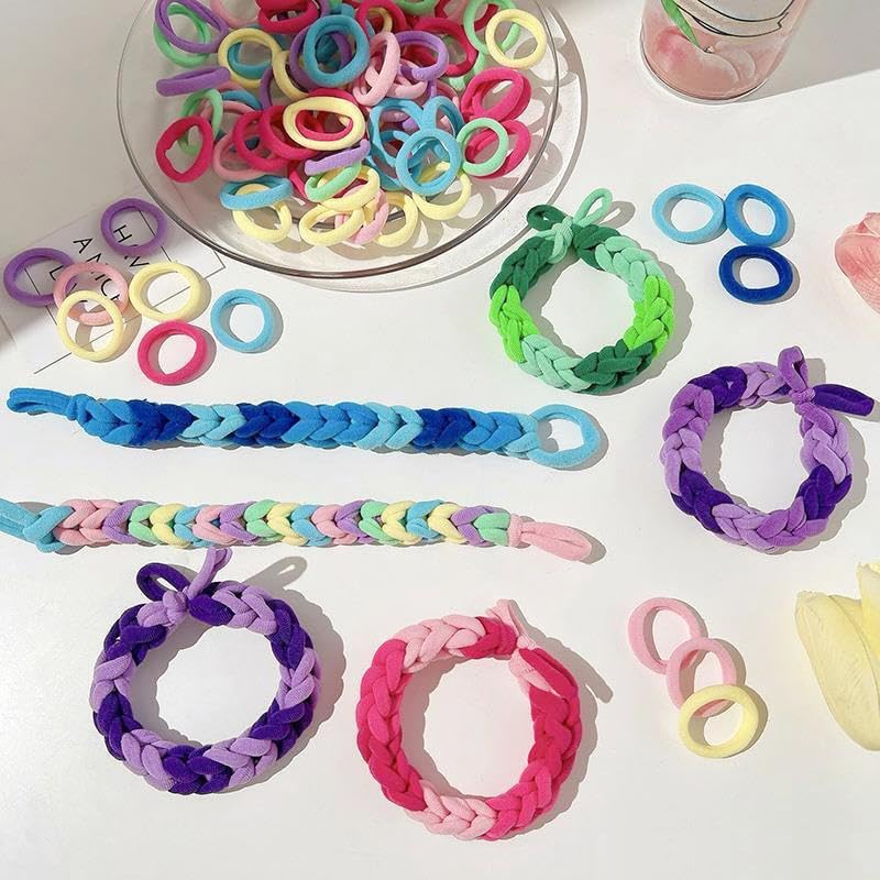 200 Pcs Soft Cotton Baby Hair Ties Set - Multicolor Ponytail Holders for Toddler & Kids