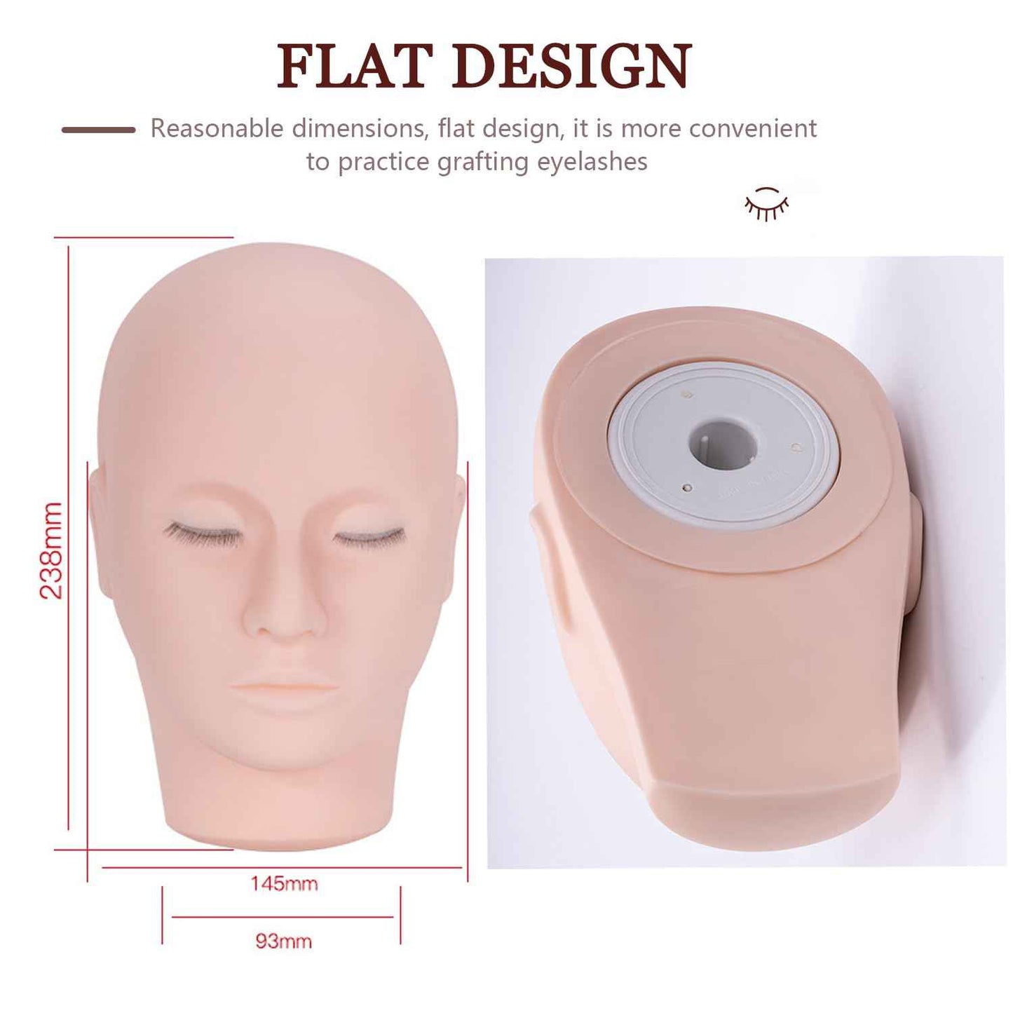 Lash Mannequin Head with 3 Lash Layers, Ruicen Practice Training Head for Make Up and Lash Extension, Cosmetology Doll Face Head with Practice Lash Mapping Chart, Easy to Clean by Olive Oil