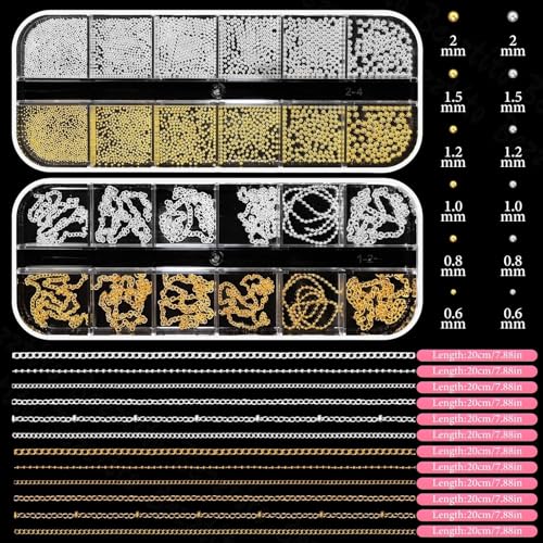 3D Starburst Nail Art Kit - Gold & Silver Alloy Charms & Beads