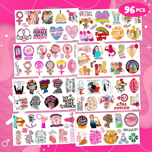 96PCS Feminist Temporary Tattoos - Women Power Party Favors