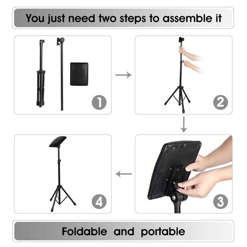 Armrest, Height Adjustable Tripod Arm Stand Foldable Foam Pad Arm Bar Leg Rest Studio Stand Workstation with PU Leather Pad for Studio Salon Supplies Tool