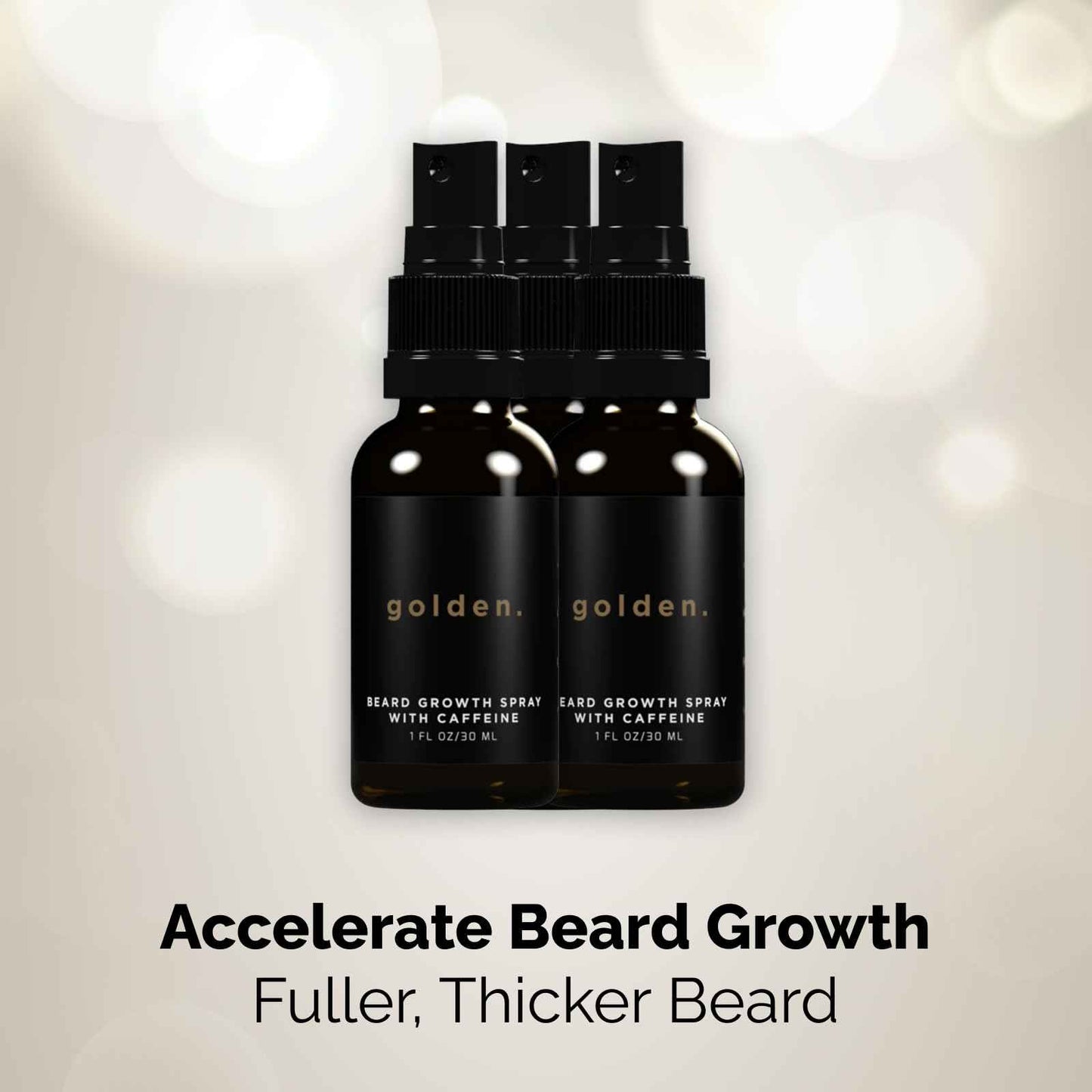 Golden Grooming Beard Growth Spray | Boost Beard Growth, Thickness & Strength | Natural Formula with Biotin & Vitamin E | Specifically Crafted for Coarse & Curly Beards (2-Pack)
