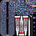 TINKRSTUFF Purple Black AB Flatback Rhinestones with Glue Kit for Crafting, Jewelry, Nails - Small Pack
