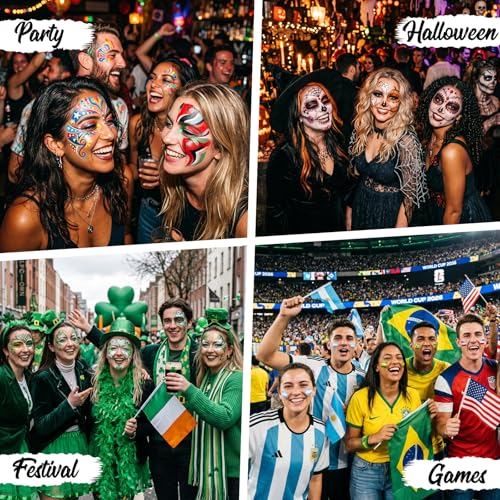 3-Pack Face Paint Sticks - Waterproof Sports & Cosplay Makeup