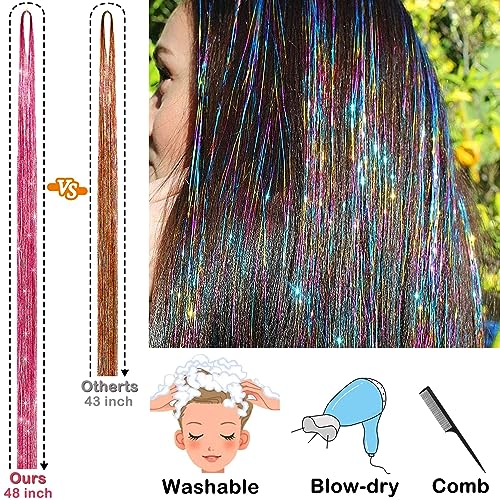 Hair Tinsel Kit 48 Inch, 24 Colors, 6000 Strands with Tools