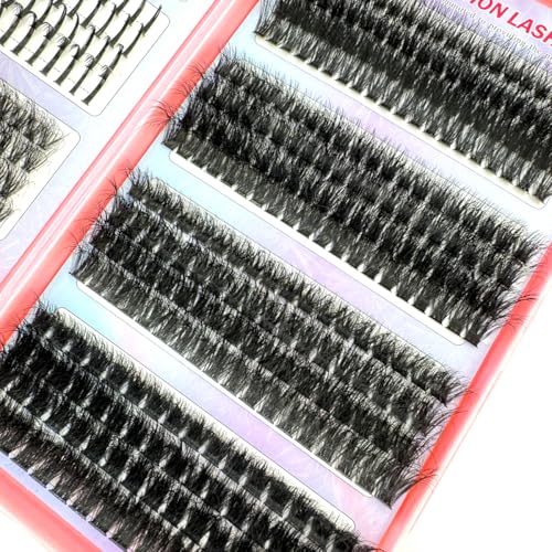 HBZGTLAD Spikes Lashes & Bottom Lashes Mix Clusters Extension Individual Lashes Cluster DIY Manga Volume Eyelash Clusters Fairy Eyelashes (32rows-jiemaoding-D Curl)
