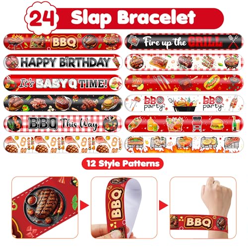 48-Piece BBQ Party Favor Set - Tattoos & Slap Bracelets