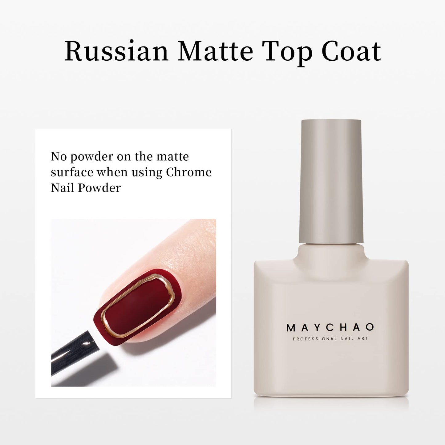 MAYCHAO Matte Gel Top Coat, 15ML Gel No Wipe Matte Top Coat Soak Off Nail Lamp Gel Nail Polish Matte Finish Long Lasting for Home Nail DIY Manicure