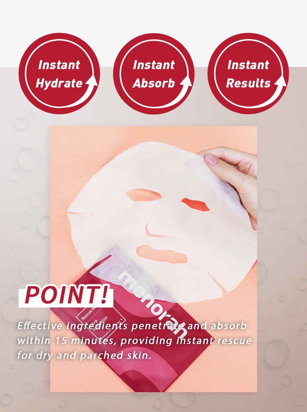 menorah skincare - Ultra Hydration Rescue Sheet Mask (4 Sheets) - with Rice, African Mango, Face sheet masks, Moisturizing mask, Super Hydration and Moisturizing, 100% Organic cotton sheet mask