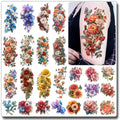 3D Flower Sleeve Temporary Tattoos for Women - 25 Sheets Realistic Flower Fake Tattoos for Arm Leg Body/Long Last/Waterproof