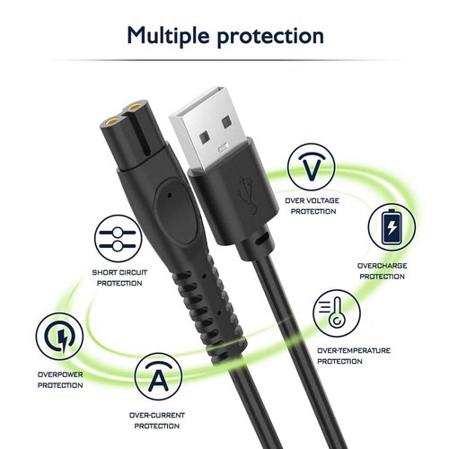 5V Charger Cord Compatible with Philips One Blade QP2724 Charging Cable for Phillips Norelco Oneblade 360, QP1924, QP2834, MG5910, Shaver 3600, 3900, Beard Trimmer Power Cord Replacement 2Pcs