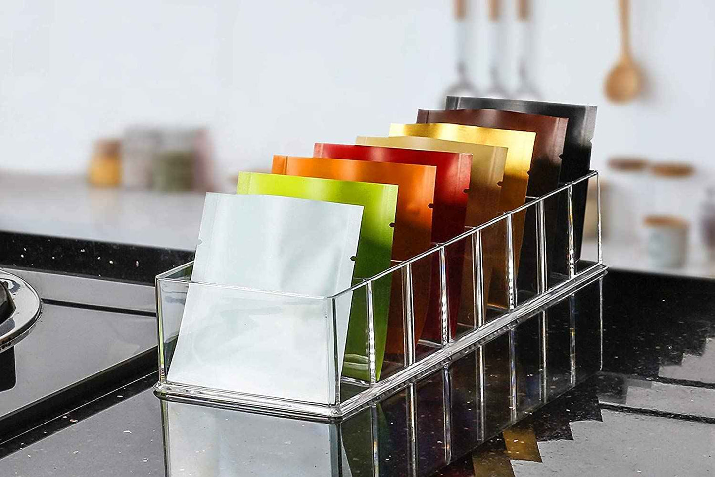 Seitop 2 Pack Detachable Makeup Organizer, 8 Compartments Acrylic Cosmetic Storage Jewelry Display Boxes, Clear Drawer Organizers Case for Dresser Vanity Bathroom Kitchen