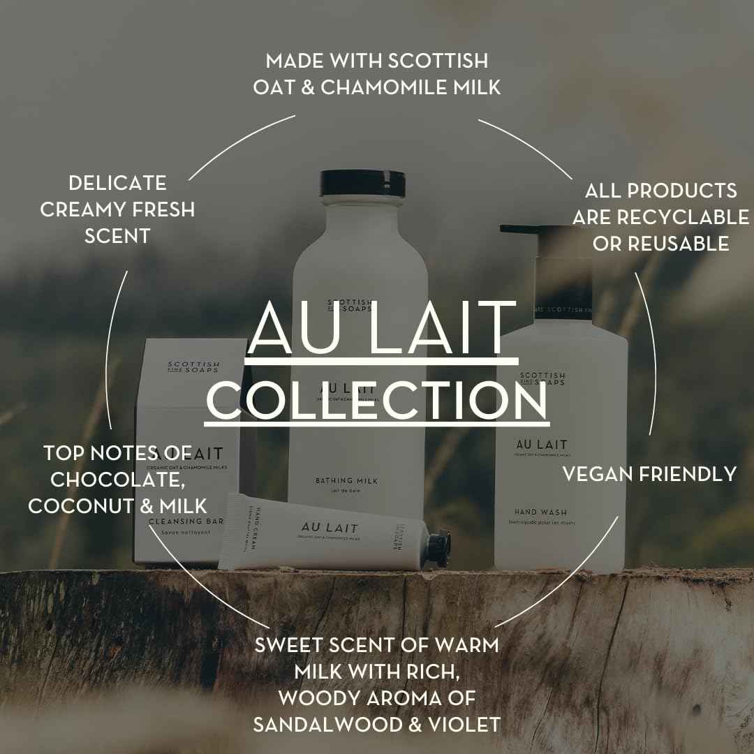 Scottish Fine Soaps Au Lait Hand Wash, White, Vegan Friendly, Creamy Fresh Scent with Chocolate, Coconut, Milk, Sandalwood, Violet Notes, 300ml