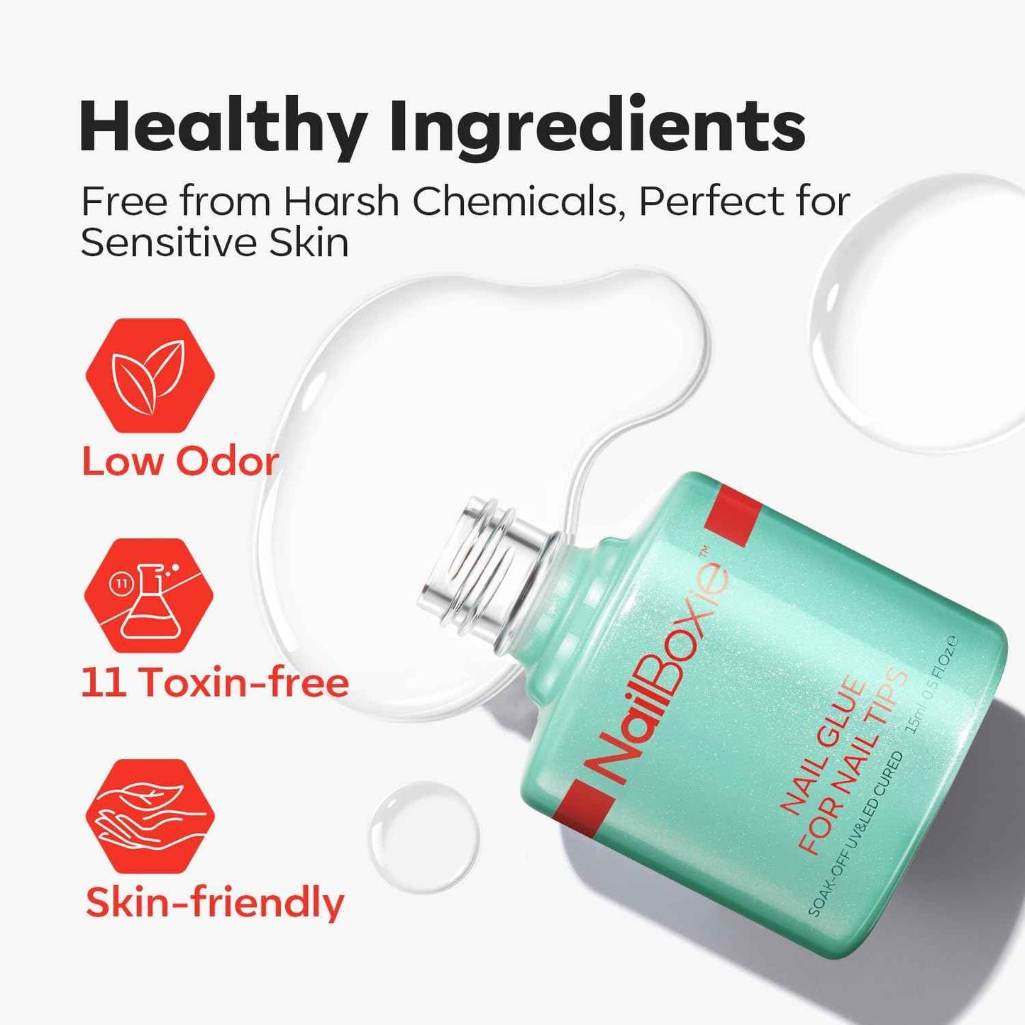 modelones Nail Glue for Press Ons, Clear Tips, Acrylic Nails, Need U V Light Cured, 15ML