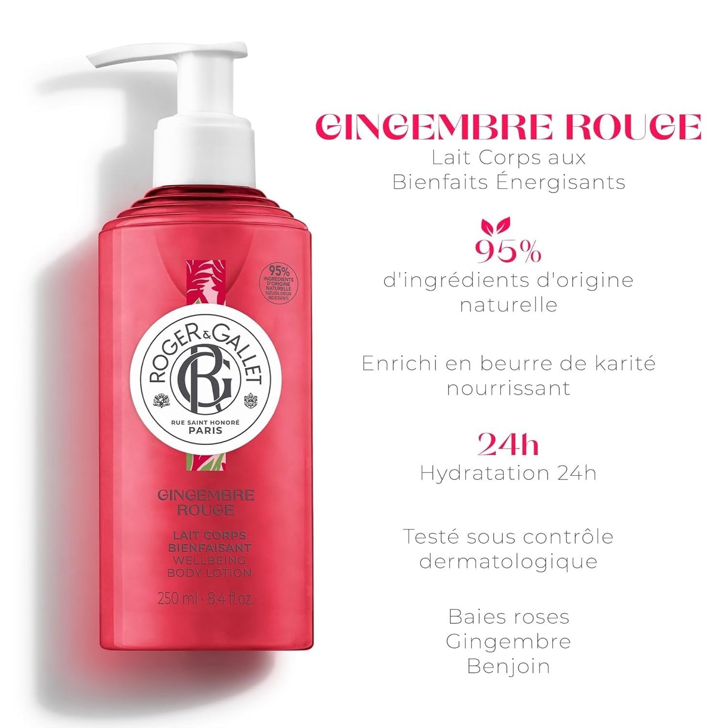 ROGER & GALLET | Body Lotion for Women |Gingembre Rouge - Red Ginger 8.4 oz Bottle