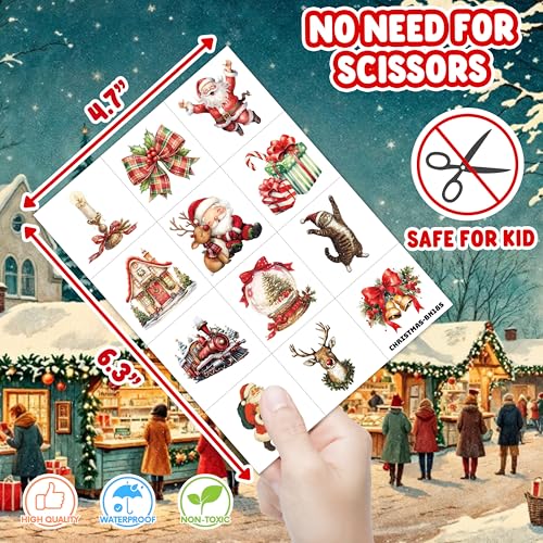Christmas Temporary Tattoos 96PC - 8 Sheets Holiday Party Favors