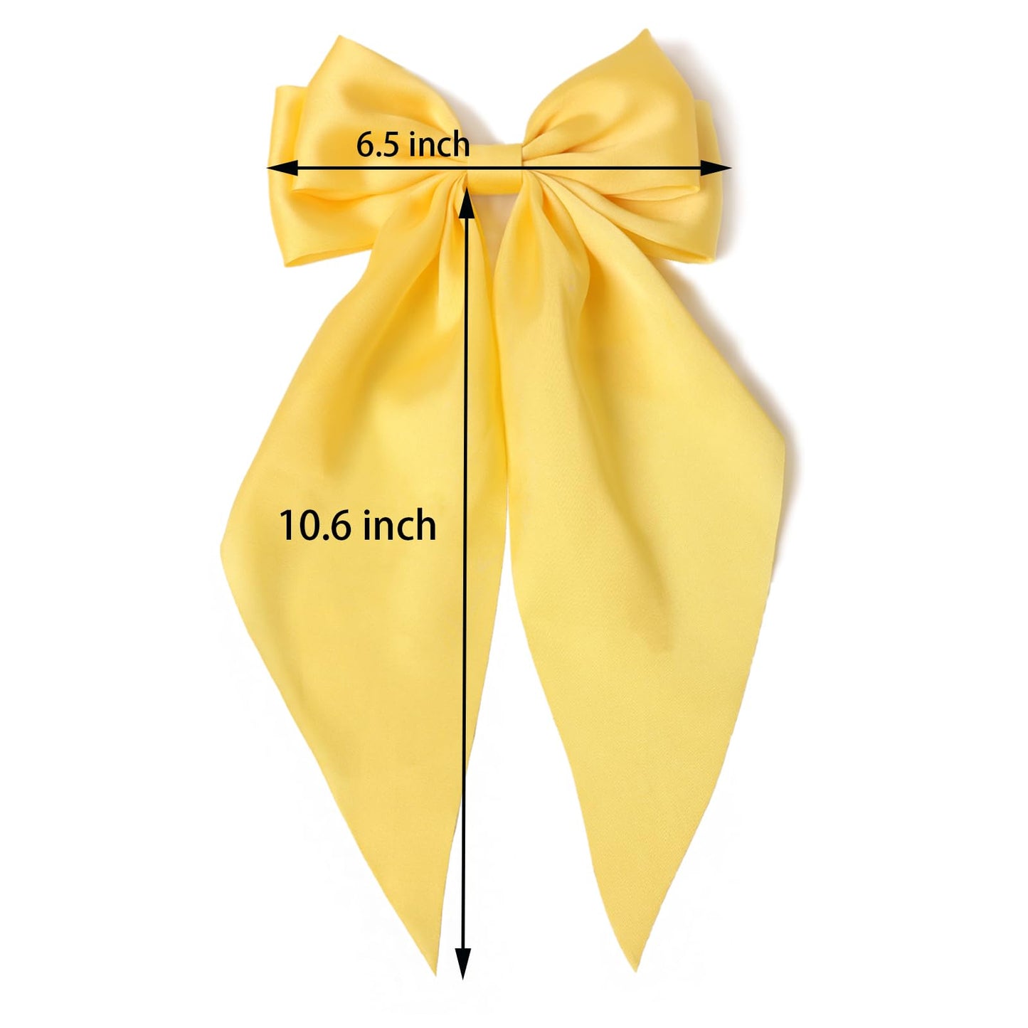 Furling Pompoms Hair Bows for Women - Pack of 2 Yellow Hair Bow Clips for Girls Satin Big Bows Long Tail Alligator Clip Ribbon Hair Barrette Hair Accessories for Bridal Bachelorette Party