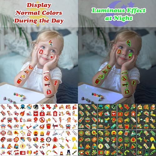 96 PCS Glow in the Dark Firefighter Temporary Tattoos
