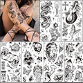 Tazimi 12 Sheets Large Black Old School Temporary Tattoos for Women Men& Adult, Traditional American Retro Styles Half Arm/DIY Free Combination Waterproof Classic Fake Tattoos Tattoo