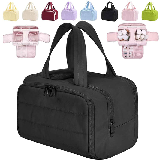 Ptop Toiletry Bag, Travelfree Toiletry Bag, Travel Toiletry Bag, 4-in-1 Multi-functional Wide-Open Travel Cosmetic Bag, Waterproof Dry-Wet Separation(Black)