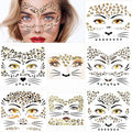 Leopard Face Tattoo Stickers - 7 Sheets Glitter Cheetah Print