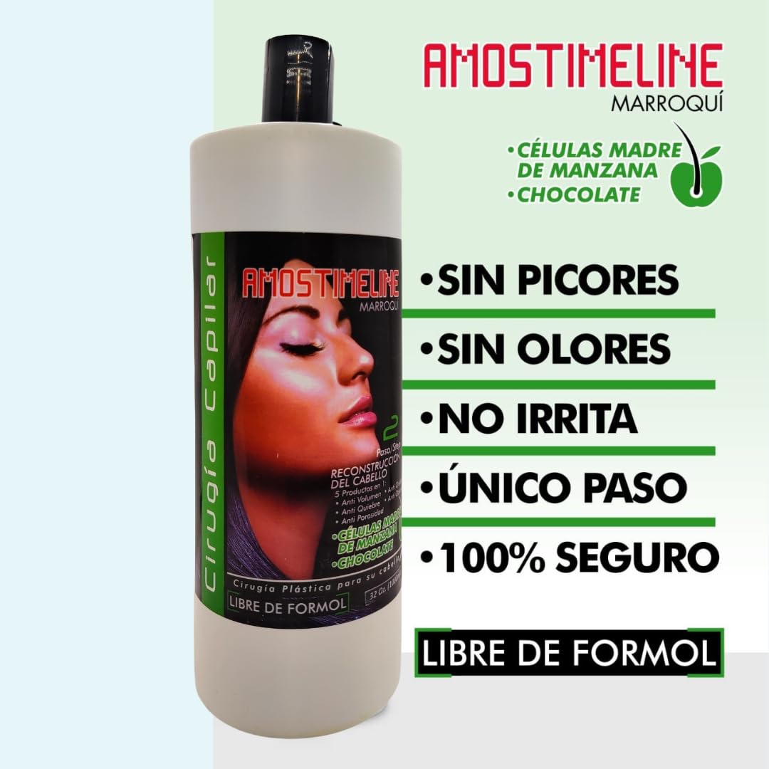 Cirugia Capilar, Tratamiento Capilar con Keratina y Células Madre - Alisado y Brillo Capilar sin Formaldehído - Mascarilla Capilar de 32 oz con Keratina Brasileña, Chocolate y Botox Capilar