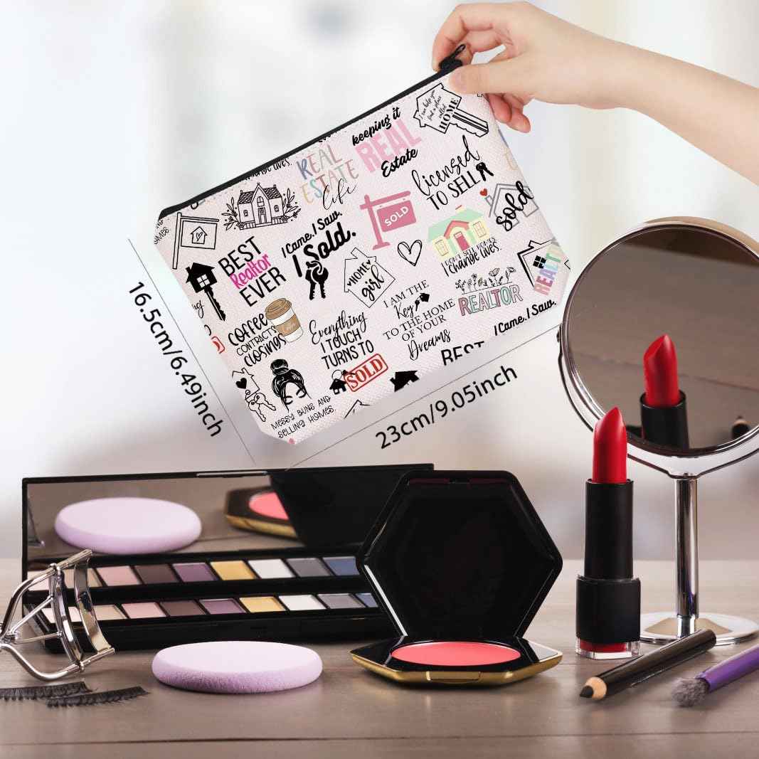 WCGXKO Novelty Realtor Gift Realtor Sayings Real Estate Life Quotes Canvas Makeup Bag (realtor)