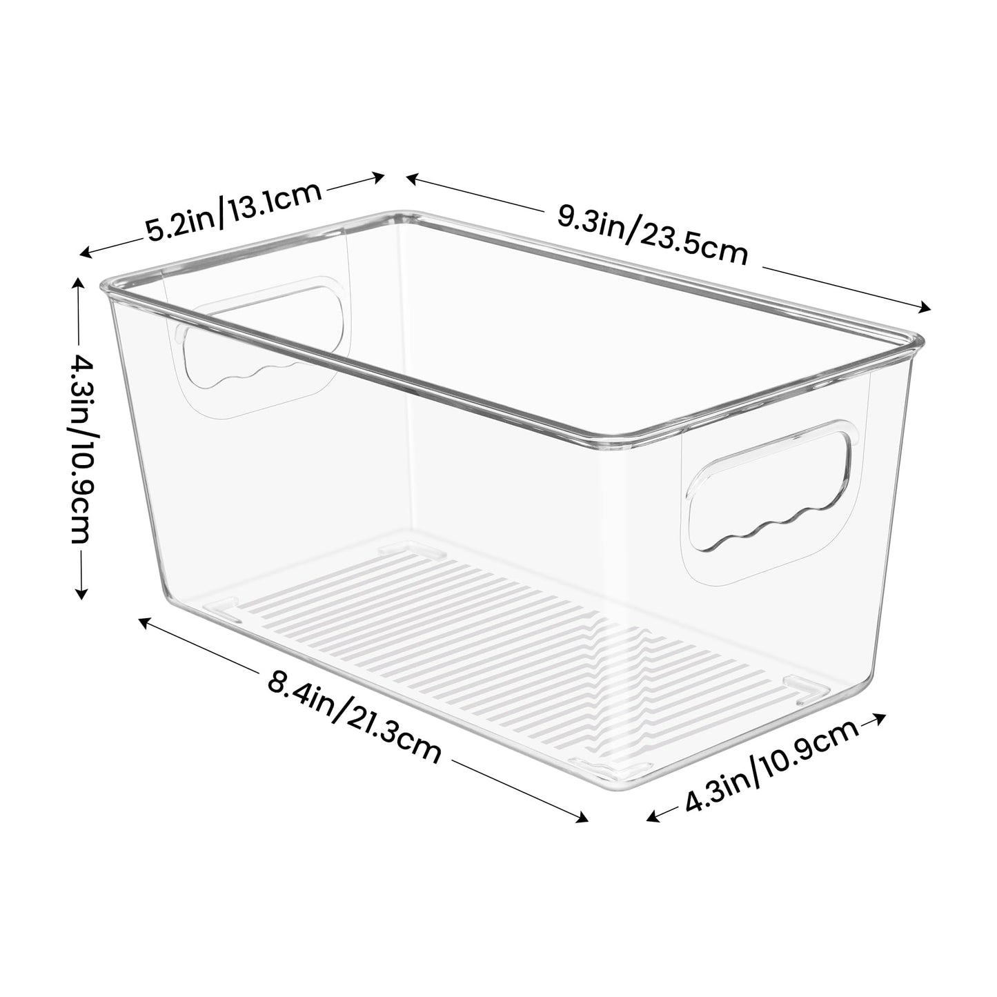 YIHONG Clear Plastic Storage Bins, 4 Pack Small Pantry Organizer Bins with Handle for Kitchen, Freezer,Cabinet,Closet Organization and Storage