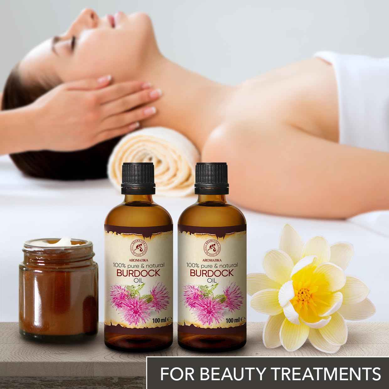 AROMATIKA Burdock Root Oil Set 2 x 3.4 Fl Oz - 6.8 Fl Oz - 100% Pure & Natural - Arctium Lappa for Hair & Scalp - Carrier Oil for Nails - Skin - Lips - Face & Body Care