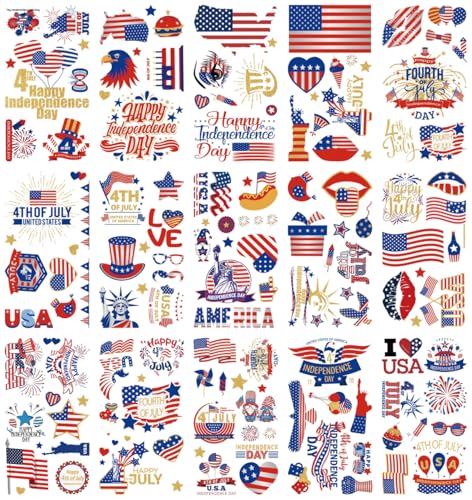 4th of July Temporary Tattoos, 120pcs - Patriotic Designs