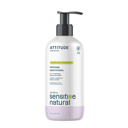 ATTITUDE Hand Soap for Sensitive Skin with Oat and Chamomile, EWG Verified, Dermatologically Tested, Vegan, 16 Fl Oz