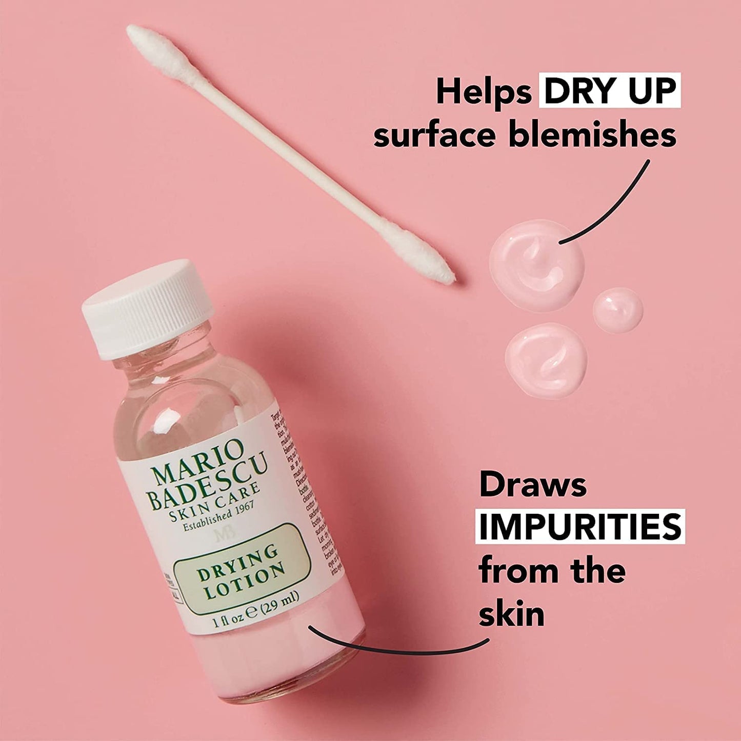 Mario Badescu Drying Duo, Includes Drying Lotion Blemish Spot Treatment with Salicylic Acid and Sulfur (1 Fl Oz) and Drying Patch Facial Stickers, Invisible Pimple Patches (60 Count)