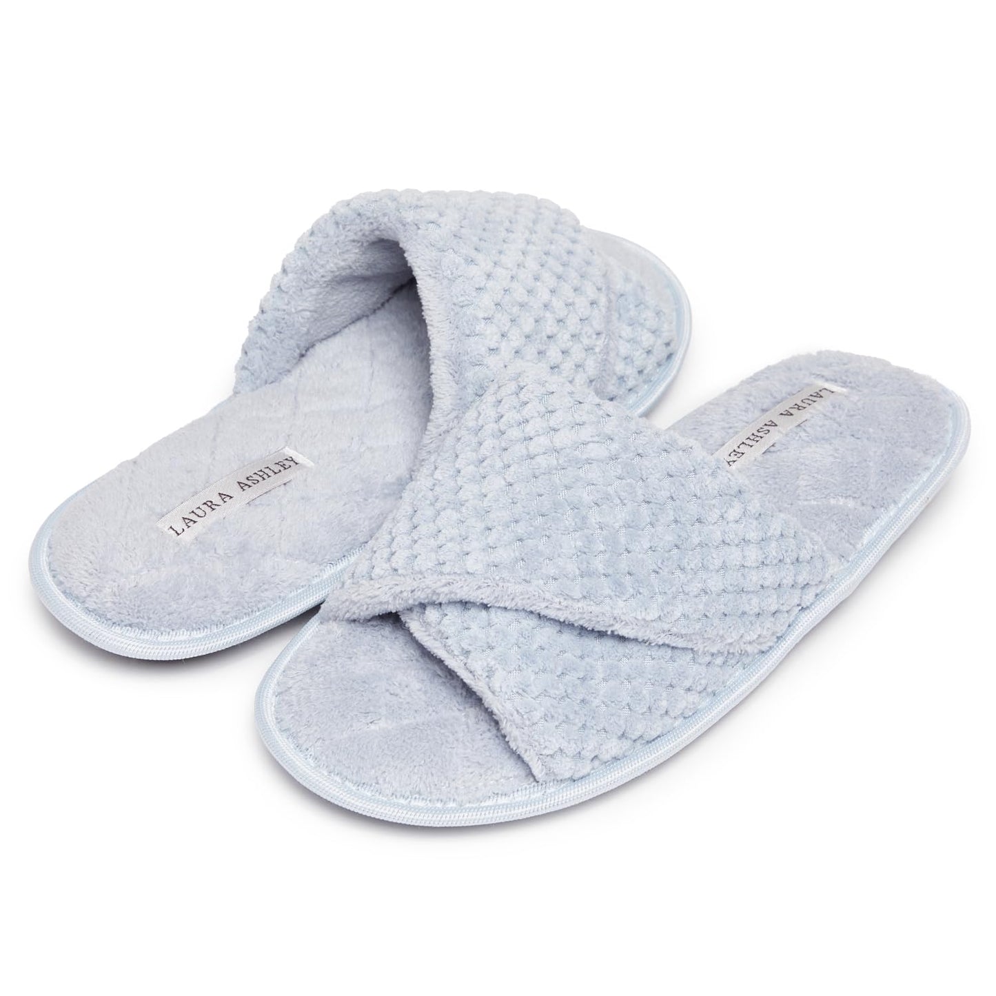 Laura Ashley Womens SPA Wrapped Texture Scuff Slippers, Blue, Medium