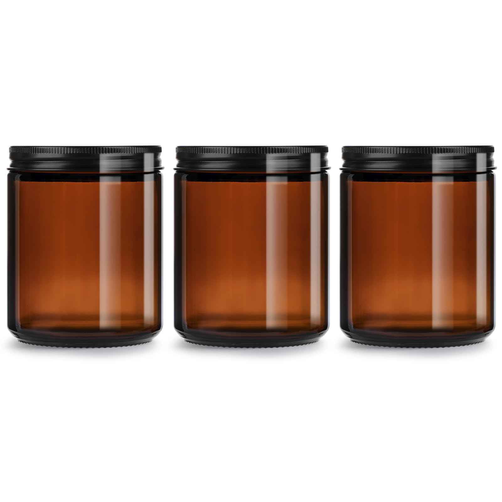 GIVAMEIHF 8oz Amber Glass Jars with Airtight Lids (3 Pack) - Empty Candle Jars for Candle Making,Cosmetic Jars for Creams,Lotions & Salve