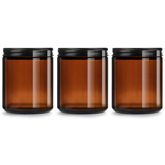 GIVAMEIHF 8oz Amber Glass Jars with Airtight Lids (3 Pack) - Empty Candle Jars for Candle Making,Cosmetic Jars for Creams,Lotions & Salve