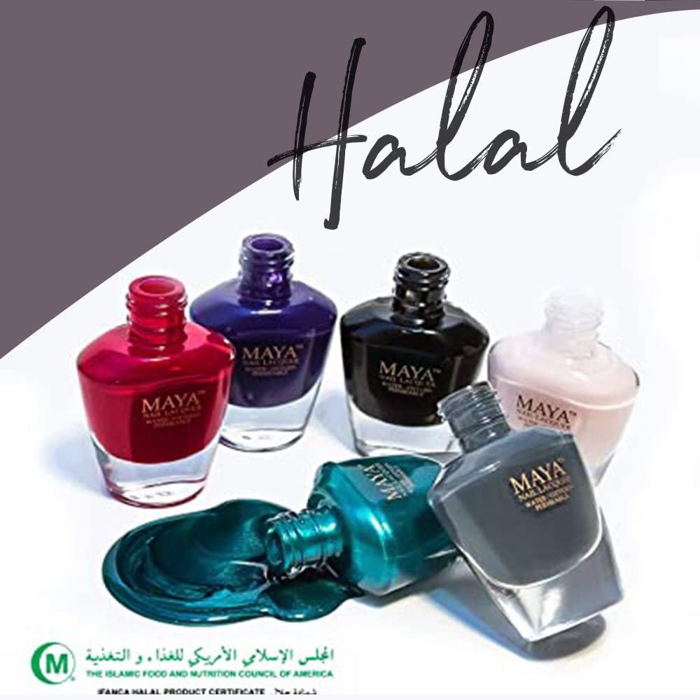 MAYA Halal Breathable Quick Dry Nail Polish, Vegan and Cruelty Free, Oxygen & Water Permeable Nail Art, Non Toxic Gentle On Nails, Made in The USA,