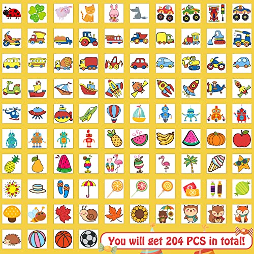 Partywind Temporary Tattoos for Kids, 204 Sheets