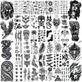 50 Sheets Black Temporary Tattoos For Men Adults Ealge Dragon Lion Wolf Animals For Women Neck Arm Thigh, Fake Small Skull Tattoo Sticker For Kids Children Boys Girls Tatoos