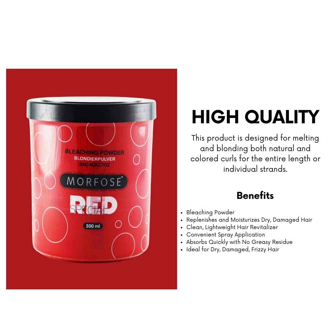 Morfose Professional Bleaching Powder 450 g / 15.8 oz Red Bleaching Powder Hairdressing Supplies Hair Brightener Salon Hairdresser Bleaching